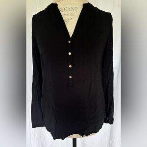 Apt 9 Womens Button Front Blouse in Black Sz S